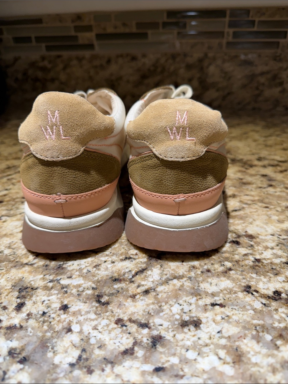 NWOT - Madewell Women’s Casual Runner Sneakers - White, Olive & Pink; Never Worn - Picture 5 of 8